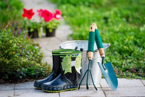 Wheelchair-accessible garden path with raised beds
